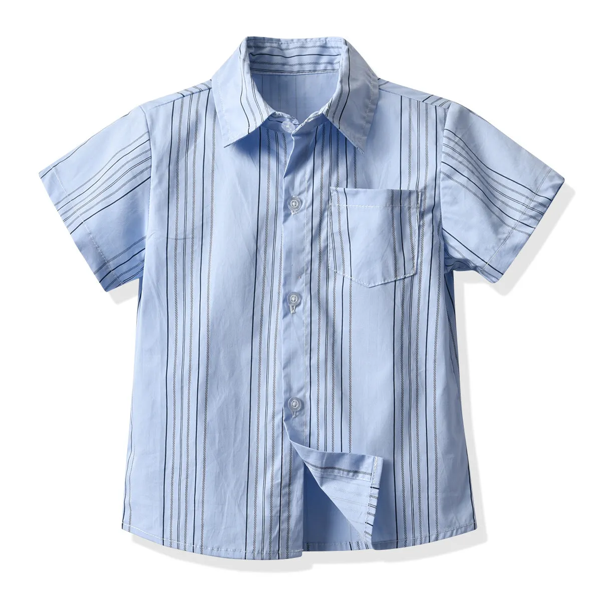 2 Pieces Set Baby Kid Boys Dressy Striped Bow Shirts And Solid Color Rompers Suits Wholesale 220531214