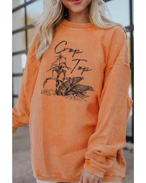 Azura Exchange Corn Graphic Orange Crop Top Sweatshirt - M