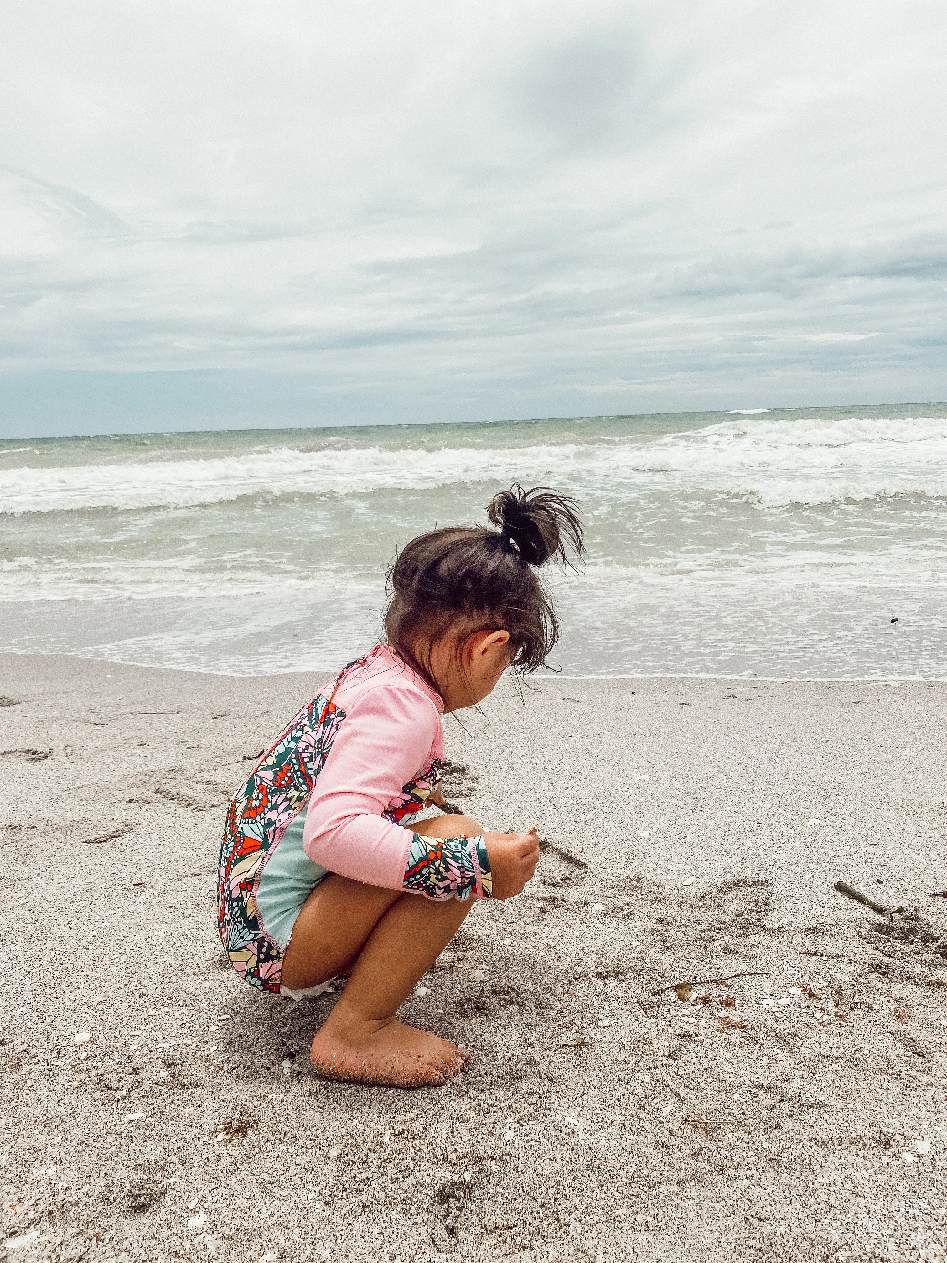 Girls Long Sleeve Surf Suit (One Piece Bodysuit) | "Butterfly Love"